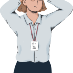 A woman at work feeling exhausted and burned out