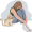 Depressed woman with her cat