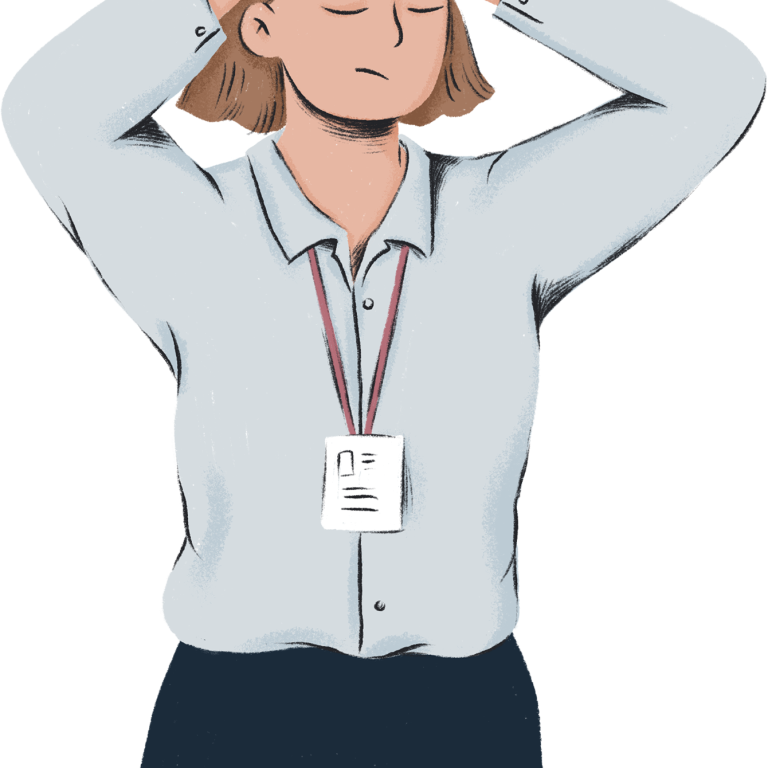 A woman at work feeling exhausted and burned out